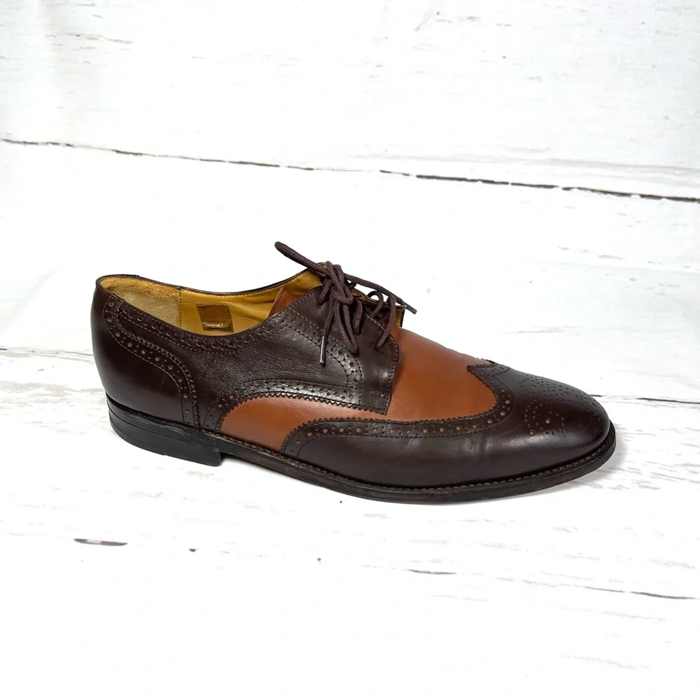 Footjoy 1857 Mens Wingtip Oxfords Size 10.5D‎ Brown Leather Shoes Rare.